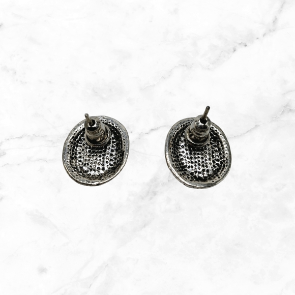 NEW Southwest Inspired Oval Silver and Light Blue Earrings - Picture 7 of 9